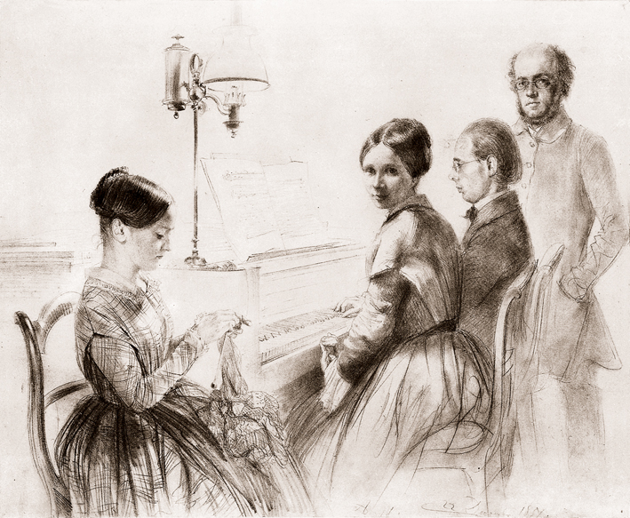  Adolpyh Von Menzel —— 钢琴旁的门采尔和家人